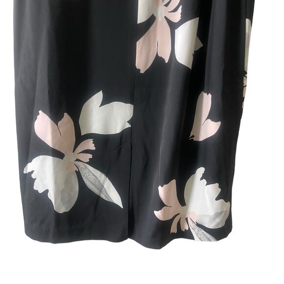 Jones New York Floral Asymmetrical Sleeveless Belted Mid Calf Dress Black 14 - Picture 5 of 10